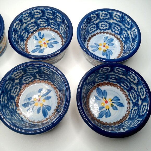 Temptation By Tara Old World Ovenware Serve Ware Set 6 Bowls & Serve Tray Blue - Picture 4 of 16
